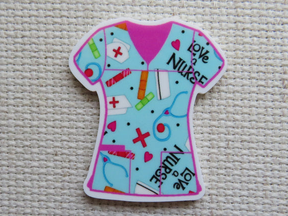 Blue Nurse Scrub Top Needle Minder, Cover Minder, Magnet