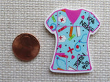 Blue Nurse Scrub Top Needle Minder, Cover Minder, Magnet