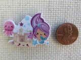 Second view of Mermaid with a Sand Castle Needle Minder.