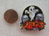 Second view of Smaller Ghost in a Pumpkin Patch Needle Minder.