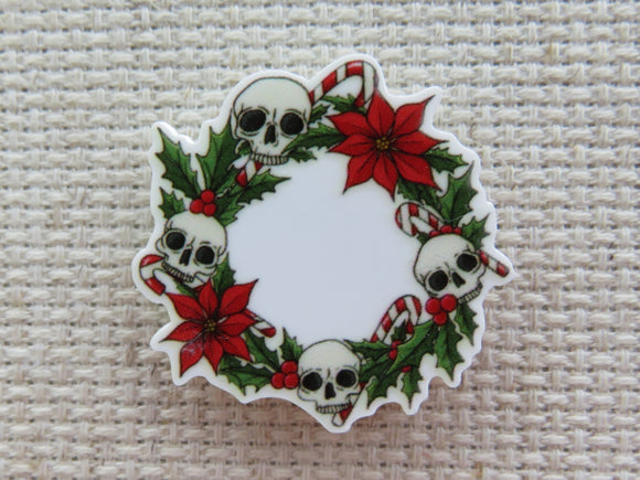 First view of Poinsettia Skull Wreath Needle Minder.
