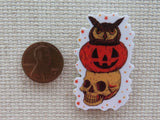 Second view of Skull, Pumpkin and An Owl Needle Minder.