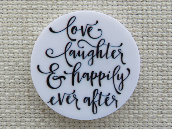 First view of Love, Laughter and Happily Ever After Needle Minder.