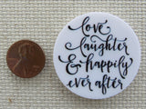 Second view of Love, Laughter and Happily Ever After Needle Minder.