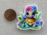 Second view of Pretty Turtle Needle Minder.