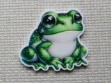 First view of Sitting Green Frog Needle Minder.
