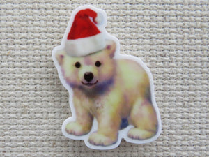 First view of Christmas Polar Bear Cub Needle Minder.