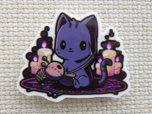 First view of Purple Sewing Kitty Needle Minder.