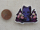 Second view of Purple Sewing Kitty Needle Minder.