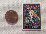 Second view of Alice in Stained Glass Needle Minder.