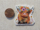 Second view of Adorable Highland Calf Needle Minder.
