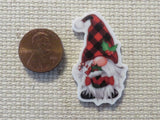 Second view of Christmas Gnome with a Stocking Needle Minder.