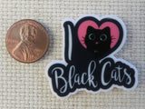 Second view of I Love Black Cats Needle Minder.