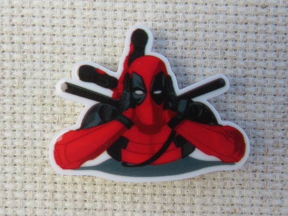 First view of Elbows on the Table Deadpool Needle Minder.