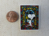 Second view of Stained Glass Snoopy Needle Minder.