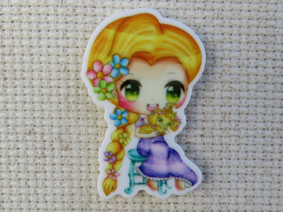 First view of Sitting Rapunzel Needle Minder.