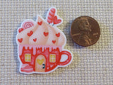 Second view of Tea Cupcake House Needle Minder.
