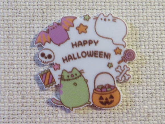 First view of White Background Cartoon Cat Happy Halloween Needle Minder.