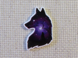 First view of Purple Night Scene Wolf Profile Needle Minder.