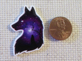 Second view of Purple Night Scene Wolf Profile Needle Minder.