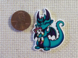 Second view of Teal Blue Dragon Needle Minder.