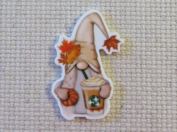 First view of Pumpkin Coffee Loving Gnome Needle Minder.