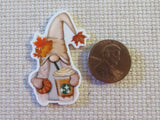 Second view of Pumpkin Coffee Loving Gnome Needle Minder.
