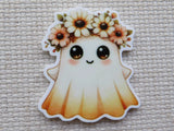 First view of Adorable ghost with a yellow and orange floral crown minder.