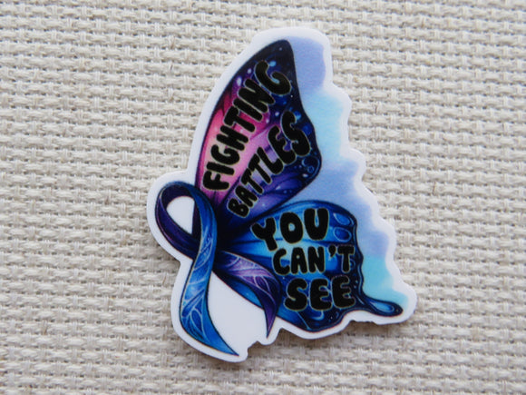 First view of Beautiful blue, pink, and purple butterfly with a ribbon body and a powerful message minder.