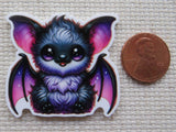 Second view of Black and Purple Bat Needle Minder.
