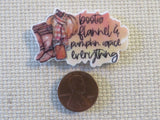 Second view of Boots, Flannel & Pumpkin Spice Everything Needle Minder.