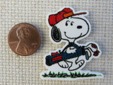 Second view of Snoopy Loves Golf Needle Minder.