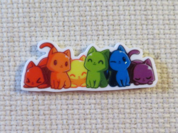First view of A Row of Rainbow Cats Needle Minder.