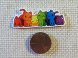 Second view of A Row of Rainbow Cats Needle Minder.