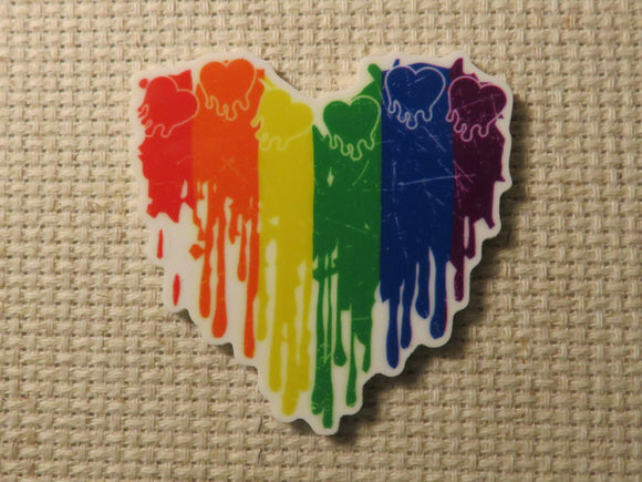 First view of Dripping Rainbow Heart Needle Minder.