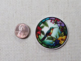 Second view of The Look of Stained Glass in a Hummingbird Needle Minder.