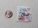Second view of Pastel Colored Floral Books Needle Minder.