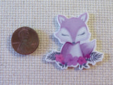Second view of Sleepy Purple Fox Needle Minder.