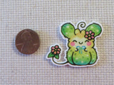 Second view of Adorable Green Mouse Needle Minder.