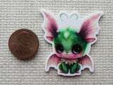 Second view of Green and Pink Dragon Needle Minder.