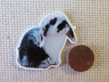 Second view of Black and White Bunny Needle Minder.