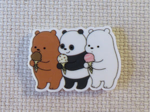 First view of three bears eating ice cream Needle Minder.