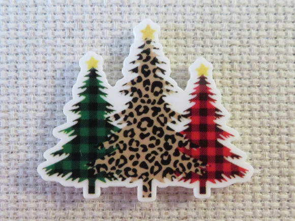 First view of Buffalo Plaid and Animal Print Christmas Trees Needle Minder.