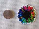 Second view of Rainbow Animal Print Sunflower Needle Minder.