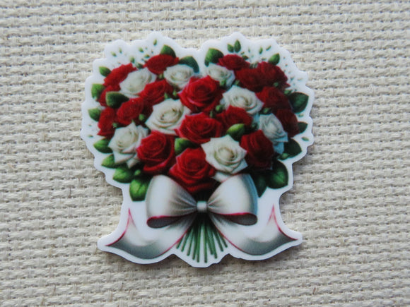 First view of Red and White Rose Bouquet Needle Minder.