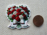 Red and White Rose Bouquet Needle Minder, Cover Minder, Magnet