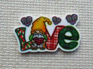 First view of Patchwork Love Gnome Needle Minder.
