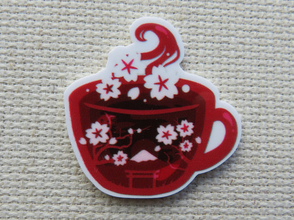 First view of Cherry Blossom Teacup Needle Minder.