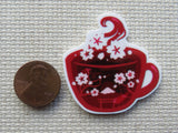 Second view of Cherry Blossom Teacup Needle Minder.