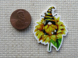 Second view of Bee Gnome in a Sunflower Needle Minder.